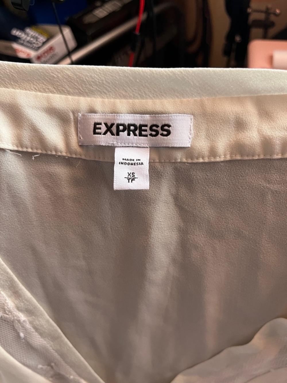 EXPRESS Cream V-Neck Blouse